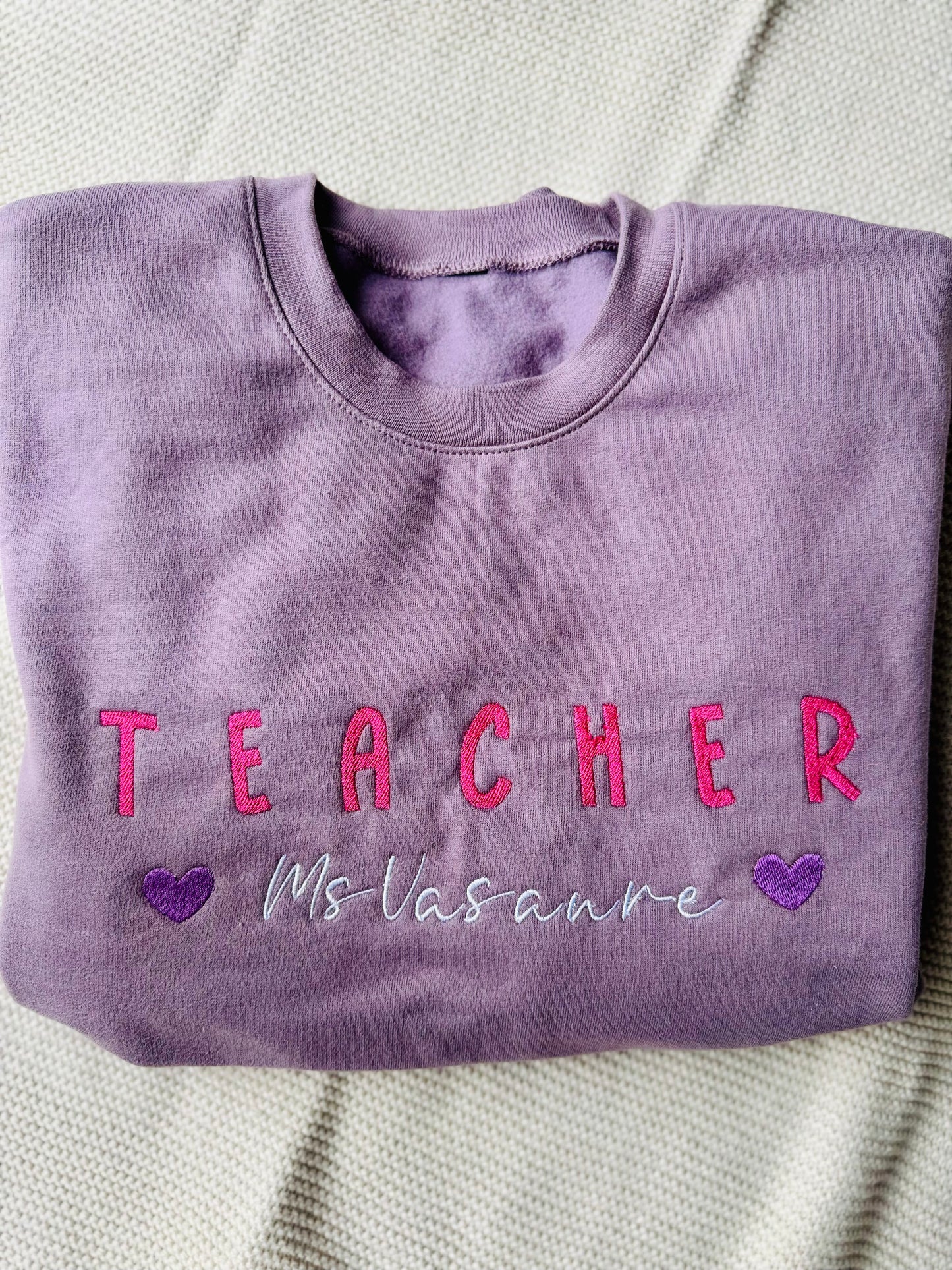 Custom Embroidered Teacher Crewneck